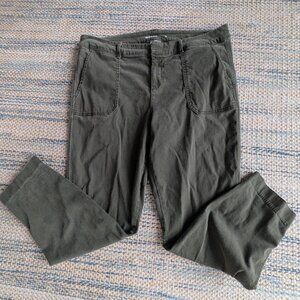 Vintage Y2k Old Navy Women Cargo Pants Size 4 Olive Green Buttos Detail Utility